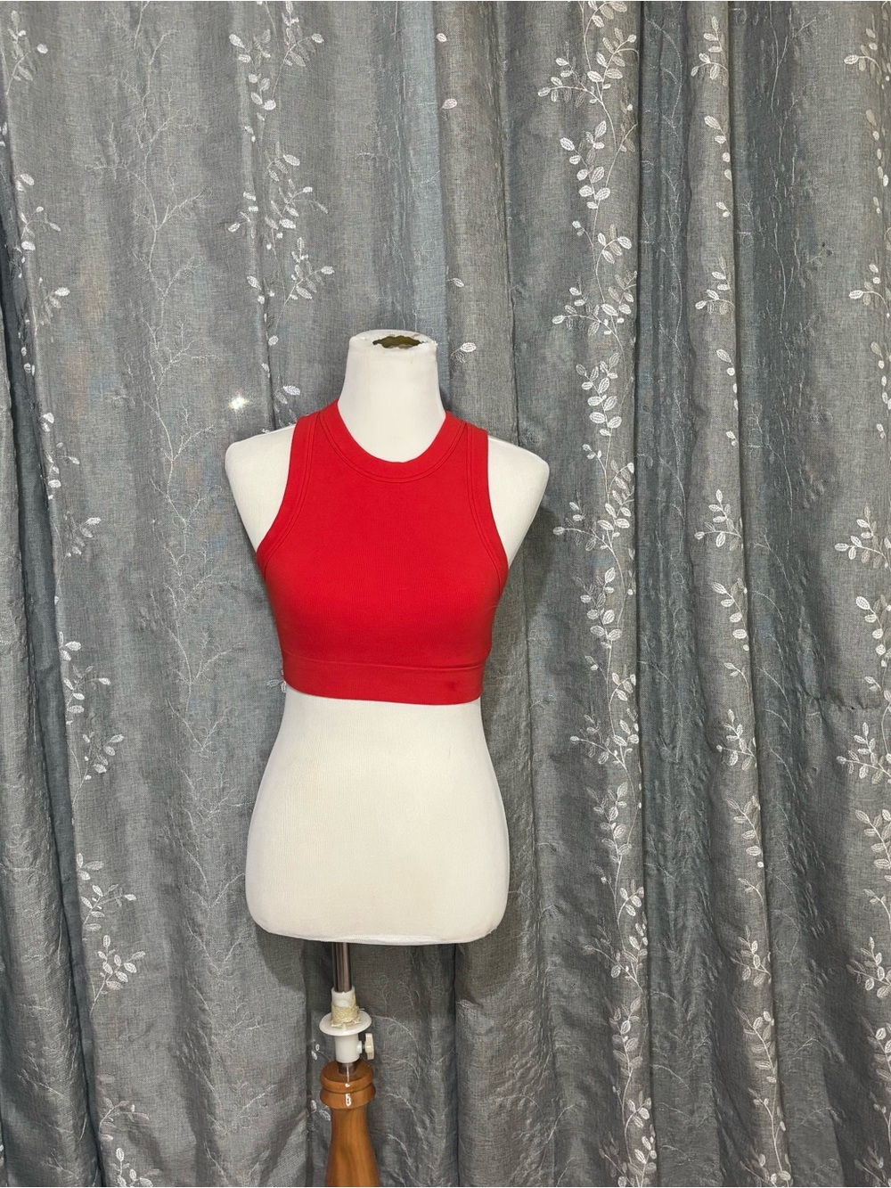 aerie Red Ribbed Racerback Crop Tank